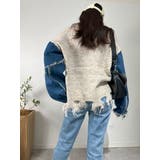 デニム切り替えニット セーター ダメージ加工 トップス | marcydorn | 詳細画像32