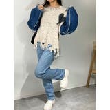 デニム切り替えニット セーター ダメージ加工 トップス | marcydorn | 詳細画像7