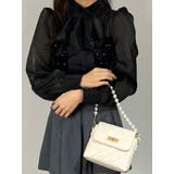 ベロアライクシアービジューブラウス シャツ リボン | marcydorn | 詳細画像1