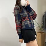 チェックカーディガン ラウンドネック アルパカウール ニットセーター | marcydorn | 詳細画像13 