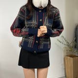 チェックカーディガン ラウンドネック アルパカウール ニットセーター | marcydorn | 詳細画像15 