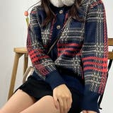 チェックカーディガン ラウンドネック アルパカウール ニットセーター | marcydorn | 詳細画像24 