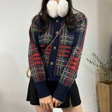 チェックカーディガン ラウンドネック アルパカウール ニットセーター | marcydorn | 詳細画像5 