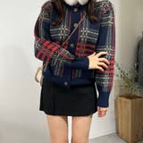 チェックカーディガン ラウンドネック アルパカウール ニットセーター | marcydorn | 詳細画像8 