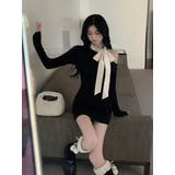 ネックホワイトリボンブラックワンピース | marcydorn | 詳細画像11 