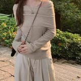 ブラウンベージュ | リブオフショルニット | marcydorn