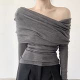 グレー | リブオフショルニット | marcydorn