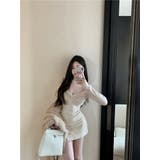 Vネックライトベージュワンピース | marcydorn | 詳細画像7 