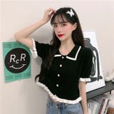 ライン&パールゴールドボタン半袖ニット | marcydorn | 詳細画像11