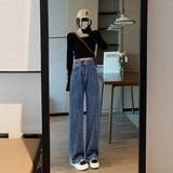 ブルー | ハイウエストワイドジーンズ | marcydorn