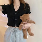 ブラック | ラインデザイン半袖カーディガン | marcydorn