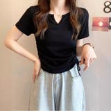 Vネックサイドギャザートップス | marcydorn | 詳細画像1