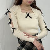 肩あき×リボンガーリーニットトップス | marcydorn | 詳細画像13