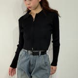 スリムジップアップ ニットカーディガン ショートトップス | marcydorn | 詳細画像11