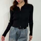 スリムジップアップ ニットカーディガン ショートトップス | marcydorn | 詳細画像7