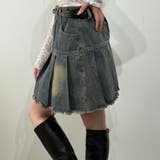 ハイウエストデニム×プリーツ風フレアミニスカート デニムスカート | marcydorn | 詳細画像14