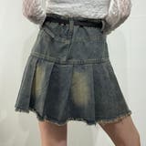 ハイウエストデニム×プリーツ風フレアミニスカート デニムスカート | marcydorn | 詳細画像16