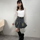 ハイウエストデニム×プリーツ風フレアミニスカート デニムスカート | marcydorn | 詳細画像2