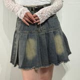 ハイウエストデニム×プリーツ風フレアミニスカート デニムスカート | marcydorn | 詳細画像5