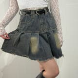 ハイウエストデニム×プリーツ風フレアミニスカート デニムスカート | marcydorn | 詳細画像6