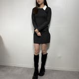 モノトーン配色×ベルト付き長袖プリーツワンピース ニット | marcydorn | 詳細画像2