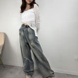 クラッシュ加工デニム×ルーズシルエットワイドパンツ | marcydorn | 詳細画像37 