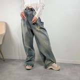 クラッシュ加工デニム×ルーズシルエットワイドパンツ | marcydorn | 詳細画像42 