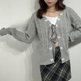 グレー | リボン付き ケーブルニットカーディガン | marcydorn