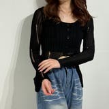 シアーニットカーデ クロップドトップス ニット カーディガン カットソー | marcydorn | 詳細画像20