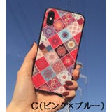 C(ピンク×ブルー) | スマホケース プレーンモロッコタイル柄iPhoneケース | marcydorn