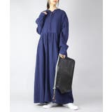 ネイビー | 前ボタンフレアダブルガーゼワンピース【M】【L】レディース 春秋冬 ワンピース | and it 