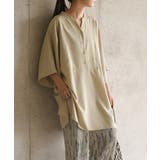 ベージュ | リネンライクスキッパーチュニックシャツ トップス ブラウス | and it 