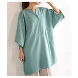 ミントグリーン | リネンライクスキッパーチュニックシャツ トップス ブラウス | and it 