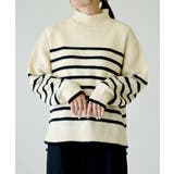 オフ×ブラック | 洗えるハイネックニットプルオーバー ニット レディース | and it 