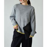 杢グレー | 洗えるロールネック配色ニット ニット レディース | and it