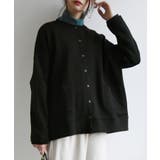 ブラック | ミニ裏毛ワイドカーディガン カーディガン レディース | and it 