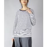 84ホワイト×ネイビー | のびのびストレッチシンプルロングカットソー トップス ロンティー | and it 