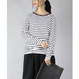 80ホワイト×ブラック | のびのびストレッチシンプルロングカットソー トップス ロンティー | and it 