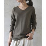 56ブラウンカーキ | 【M～LL 日本製】BeコルテVネックデイリーロングカットソー♪ 綿100％ | and it 