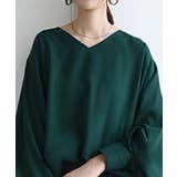 55ダークグリーン | リネンライクシームレスVネック長袖プルオーバー トップス レディース | and it 