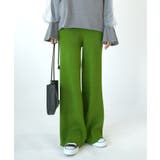 25ライトグリーン | セミワイドリブニットパンツ パンツ レディース | and it 