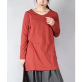 57ブラッドオレンジ | Vネック7分袖Aラインロングカットソー Ⅿ L | and it