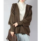 62ブラウン | ダンボールニットゆったりこなれフルジップパーカー パーカー レディース | and it