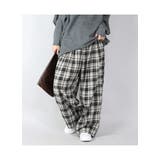 41ライトグレーxブラウン | 裾タックバルーンチェックイージーパンツ パンツ レディース | and it 