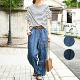 パンツ レディース コットンリネンしわ加工ルーズデニムパンツ【F】ボトムス | and it  | 詳細画像1 