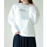 オフホワイト | チュール重ね箔プリントロングTシャツ カットソー レディース | and it 