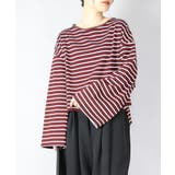 024ボルドーxホワイト | ドロップショルダー長袖ボーダーショートカットソー 新作 トップス | and it