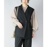 ブラック | Vネックダブルボタンフラップポケットベスト トップス レディース | and it 