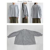 ブラウス 長袖 レディース 白 綿 チェック ストライプ トップス | and it  | 詳細画像12 