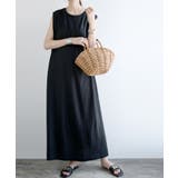 002ブラック | 冷感カノコ肩タックバッグフレアワンピース | and it